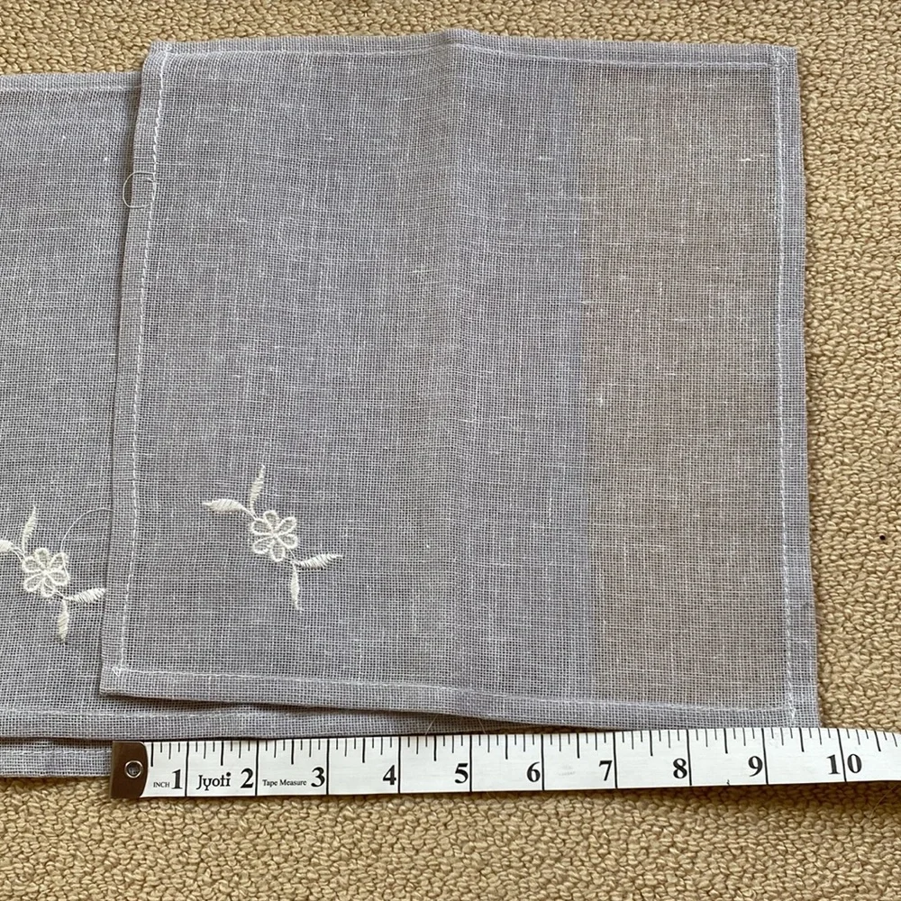 Gray and ivory embroidered Tablecloth & 4 napkins set from France NWOT
